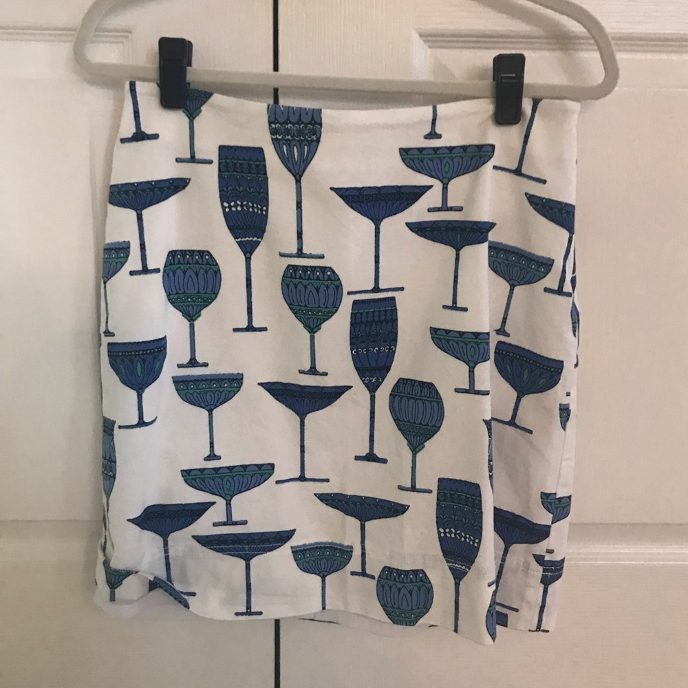 Talbots skirt w/ wine martini and champagne print